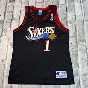 Vintage Philadelphia 76ers Sixers Tim Thomas #1 Champion NBA Jersey Sz 40